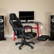 X40 Gaming Chair Racing Ergonomic Computer Chair with Fully Reclining Back/Arms, Slide-Out Footrest, Massaging Lumbar - Black/Gray, CH-00288-BK-GG