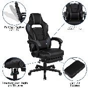 X40 Gaming Chair Racing Ergonomic Computer Chair with Fully Reclining Back/Arms, Slide-Out Footrest, Massaging Lumbar - Black/Gray, CH-00288-BK-GG