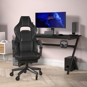 X40 Gaming Chair Racing Computer Chair with Fully Reclining Back/Arms and Transparent Roller Wheels, Slide-Out Footrest, - Black/Gray, CH-00288-BK-RLB-GG