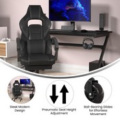 X40 Gaming Chair Racing Computer Chair with Fully Reclining Back/Arms and Transparent Roller Wheels, Slide-Out Footrest, - Black/Gray, CH-00288-BK-RLB-GG