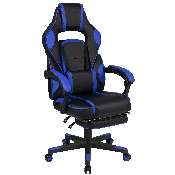 X40 Gaming Chair Racing Ergonomic Computer Chair with Fully Reclining Back/Arms, Slide-Out Footrest, Massaging Lumbar - Black/Blue, CH-00288-BL-GG