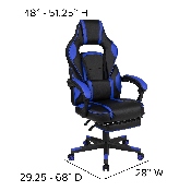 X40 Gaming Chair Racing Ergonomic Computer Chair with Fully Reclining Back/Arms, Slide-Out Footrest, Massaging Lumbar - Black/Blue, CH-00288-BL-GG