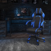 X40 Gaming Chair Racing Ergonomic Computer Chair with Fully Reclining Back/Arms, Slide-Out Footrest, Massaging Lumbar - Black/Blue, CH-00288-BL-GG