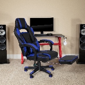 X40 Gaming Chair Racing Ergonomic Computer Chair with Fully Reclining Back/Arms, Slide-Out Footrest, Massaging Lumbar - Black/Blue, CH-00288-BL-GG