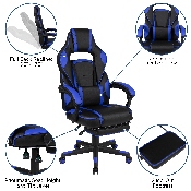 X40 Gaming Chair Racing Ergonomic Computer Chair with Fully Reclining Back/Arms, Slide-Out Footrest, Massaging Lumbar - Black/Blue, CH-00288-BL-GG