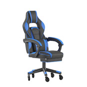 X40 Gaming Chair Racing Computer Chair with Fully Reclining Back/Arms and Transparent Roller Wheels, Slide-Out Footrest, - Black/Blue, CH-00288-BL-RLB-GG