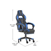 X40 Gaming Chair Racing Computer Chair with Fully Reclining Back/Arms and Transparent Roller Wheels, Slide-Out Footrest, - Black/Blue, CH-00288-BL-RLB-GG