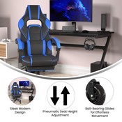 X40 Gaming Chair Racing Computer Chair with Fully Reclining Back/Arms and Transparent Roller Wheels, Slide-Out Footrest, - Black/Blue, CH-00288-BL-RLB-GG