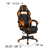 X40 Gaming Chair Racing Ergonomic Computer Chair with Fully Reclining Back/Arms, Slide-Out Footrest, Massaging Lumbar - Black/Orange, CH-00288-OR-GG