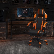 X40 Gaming Chair Racing Ergonomic Computer Chair with Fully Reclining Back/Arms, Slide-Out Footrest, Massaging Lumbar - Black/Orange, CH-00288-OR-GG