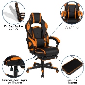 X40 Gaming Chair Racing Ergonomic Computer Chair with Fully Reclining Back/Arms, Slide-Out Footrest, Massaging Lumbar - Black/Orange, CH-00288-OR-GG