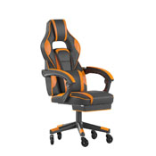 X40 Gaming Chair Racing Computer Chair with Fully Reclining Back/Arms and Transparent Roller Wheels, Slide-Out Footrest, - Black/Orange, CH-00288-OR-RLB-GG