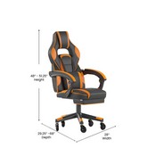 X40 Gaming Chair Racing Computer Chair with Fully Reclining Back/Arms and Transparent Roller Wheels, Slide-Out Footrest, - Black/Orange, CH-00288-OR-RLB-GG