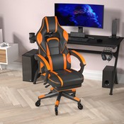 X40 Gaming Chair Racing Computer Chair with Fully Reclining Back/Arms and Transparent Roller Wheels, Slide-Out Footrest, - Black/Orange, CH-00288-OR-RLB-GG