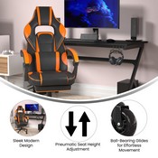 X40 Gaming Chair Racing Computer Chair with Fully Reclining Back/Arms and Transparent Roller Wheels, Slide-Out Footrest, - Black/Orange, CH-00288-OR-RLB-GG