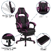 X40 Gaming Chair Racing Ergonomic Computer Chair with Fully Reclining Back/Arms, Slide-Out Footrest, Massaging Lumbar - Black/Purple, CH-00288-PR-GG