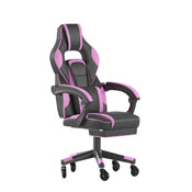 X40 Gaming Chair Racing Computer Chair with Fully Reclining Back/Arms and Transparent Roller Wheels, Slide-Out Footrest, - Black/Purple, CH-00288-PR-RLB-GG