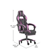 X40 Gaming Chair Racing Computer Chair with Fully Reclining Back/Arms and Transparent Roller Wheels, Slide-Out Footrest, - Black/Purple, CH-00288-PR-RLB-GG