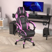 X40 Gaming Chair Racing Computer Chair with Fully Reclining Back/Arms and Transparent Roller Wheels, Slide-Out Footrest, - Black/Purple, CH-00288-PR-RLB-GG