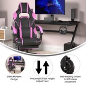 X40 Gaming Chair Racing Computer Chair with Fully Reclining Back/Arms and Transparent Roller Wheels, Slide-Out Footrest, - Black/Purple, CH-00288-PR-RLB-GG