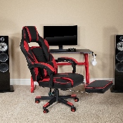X40 Gaming Chair Racing Ergonomic Computer Chair with Fully Reclining Back/Arms, Slide-Out Footrest, Massaging Lumbar - Red, CH-00288-RED-GG