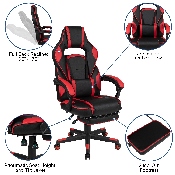 X40 Gaming Chair Racing Ergonomic Computer Chair with Fully Reclining Back/Arms, Slide-Out Footrest, Massaging Lumbar - Red, CH-00288-RED-GG