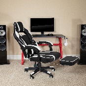 X40 Gaming Chair Racing Ergonomic Computer Chair with Fully Reclining Back/Arms, Slide-Out Footrest, Massaging Lumbar - White, CH-00288-WH-GG