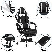 X40 Gaming Chair Racing Ergonomic Computer Chair with Fully Reclining Back/Arms, Slide-Out Footrest, Massaging Lumbar - White, CH-00288-WH-GG