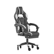 X40 Gaming Chair Racing Computer Chair with Fully Reclining Back/Arms and Transparent Roller Wheels, Slide-Out Footrest, - White, CH-00288-WH-RLB-GG