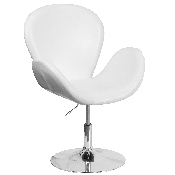 HERCULES Trestron Series White LeatherSoft Side Reception Chair with Adjustable Height Seat, CH-112420-WH-GG