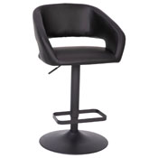 Erik Contemporary Black Vinyl Adjustable Height Barstool with Rounded Mid-Back and Black Base, CH-122070-BKBK-GG