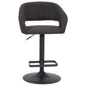 Erik Contemporary Charcoal Fabric Adjustable Height Barstool with Rounded Mid-Back and Black Base, CH-122070-CHFABBK-GG