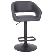 Erik Contemporary Gray Vinyl Adjustable Height Barstool with Rounded Mid-Back and Black Base, CH-122070-GYBK-GG