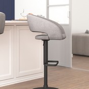 Erik Contemporary Gray Fabric Adjustable Height Barstool with Rounded Mid-Back and Black Base, CH-122070-GYFABBK-GG