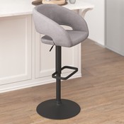 Erik Contemporary Gray Fabric Adjustable Height Barstool with Rounded Mid-Back and Black Base, CH-122070-GYFABBK-GG