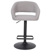 Erik Contemporary Gray Fabric Adjustable Height Barstool with Rounded Mid-Back and Black Base, CH-122070-GYFABBK-GG