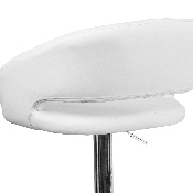Contemporary White Vinyl Adjustable Height Barstool with Rounded Mid-Back and Chrome Base, CH-122070-WH-GG