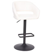 Erik Contemporary White Vinyl Adjustable Height Barstool with Rounded Mid-Back and Black Base, CH-122070-WHBK-GG