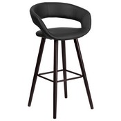 Brynn Series 29'' High Contemporary Cappuccino Wood Barstool in Black Vinyl, CH-152560-BK-VY-GG