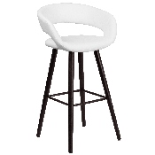 Brynn Series 29'' High Contemporary Cappuccino Wood Barstool in White Vinyl, CH-152560-WH-VY-GG