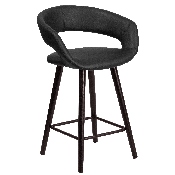 Brynn Series 23.75'' High Contemporary Cappuccino Wood Counter Height Stool in Black Vinyl, CH-152561-BK-VY-GG