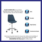 Aurora Series Mid-Back Blue Fabric Task Office Chair with Pneumatic Lift and Chrome Base, CH-152783-BL-GG