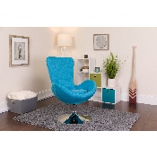Egg Series Aqua Fabric Side Reception Chair, CH-162430-AQ-FAB-GG