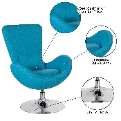 Egg Series Aqua Fabric Side Reception Chair, CH-162430-AQ-FAB-GG
