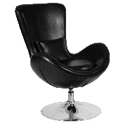Egg Series Black LeatherSoft Side Reception Chair, CH-162430-BK-LEA-GG
