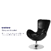 Egg Series Black LeatherSoft Side Reception Chair, CH-162430-BK-LEA-GG