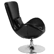 Egg Series Black LeatherSoft Side Reception Chair, CH-162430-BK-LEA-GG