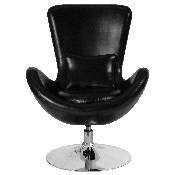 Egg Series Black LeatherSoft Side Reception Chair, CH-162430-BK-LEA-GG