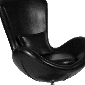 Egg Series Black LeatherSoft Side Reception Chair, CH-162430-BK-LEA-GG