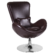 Egg Series Brown LeatherSoft Side Reception Chair, CH-162430-BN-LEA-GG